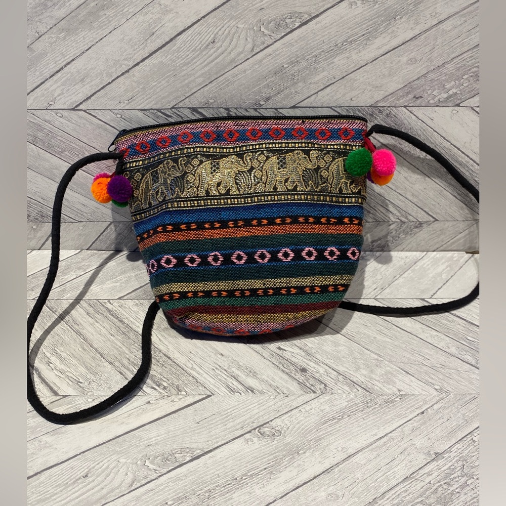HANDCRAFTED CROSSBODY BAG MULTICOLORED MADE IN THAILAND 100% COTTON